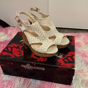 Fergalicious Cream Wedge Sandals